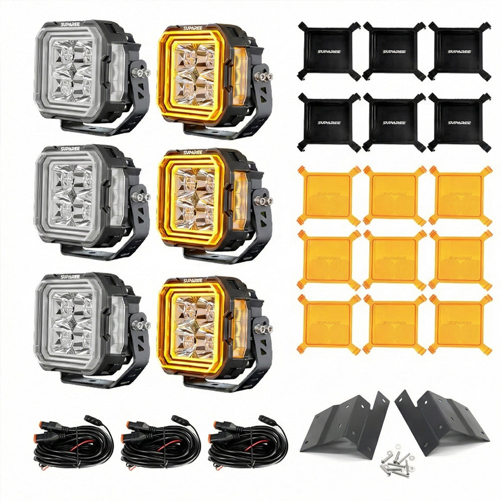 5 Inch LED Pod Lights White + Amber Dual-Mode for Jeep Wrangler JL/ Gladiator JT