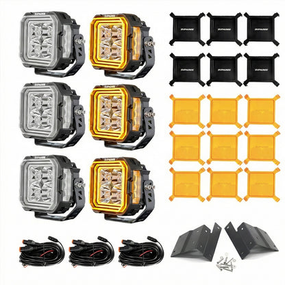 5 Inch LED Pod Lights White + Amber Dual-Mode for Jeep Wrangler JL/ Gladiator JT
