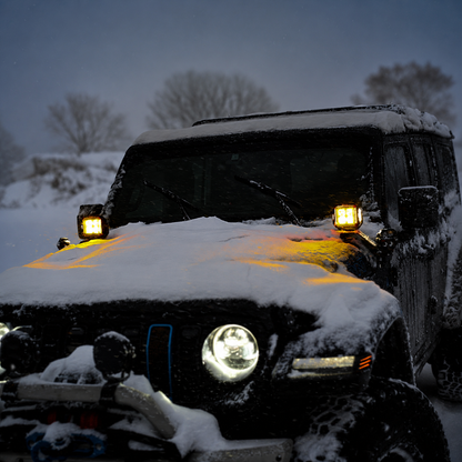 5 Inch LED Pod Lights White + Amber Dual-Mode for Jeep Wrangler JL/ Gladiator JT