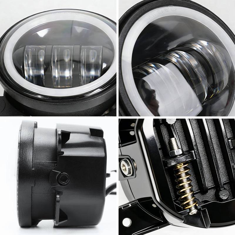 4" Bluetooth CREE LED Fog Lights with White & RGB Halo for Jeep JK JL JT