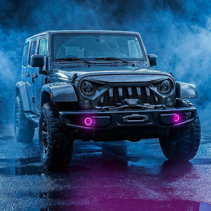 4" Bluetooth CREE LED Fog Lights with White & RGB Halo for Jeep JK JL JT