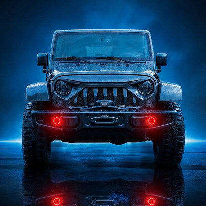 4" Bluetooth CREE LED Fog Lights with White & RGB Halo for Jeep JK JL JT