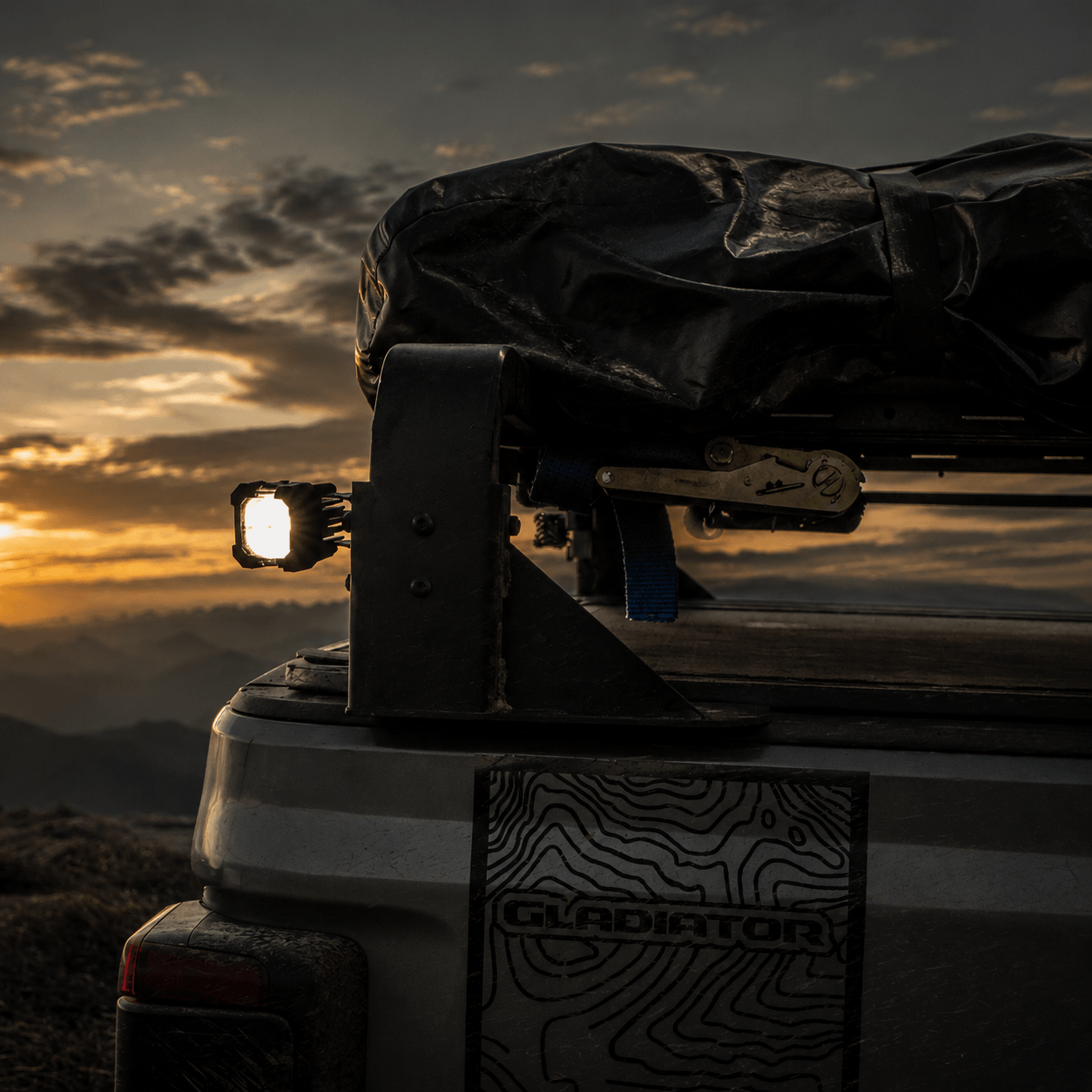SR2 Jeep Gladiator bed rack converted into adjustable crossbars