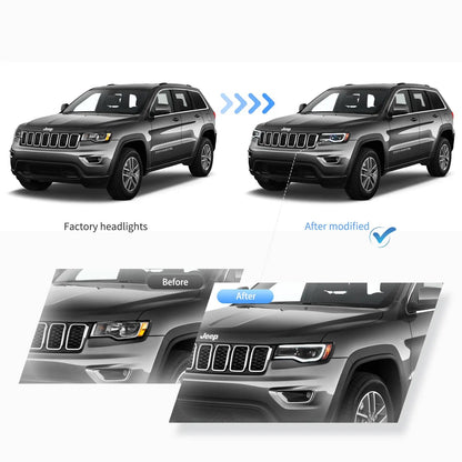 2014–2022 Jeep Grand Cherokee WK2 LED Headlights with Sequential Turns & Startup Animation — Pair