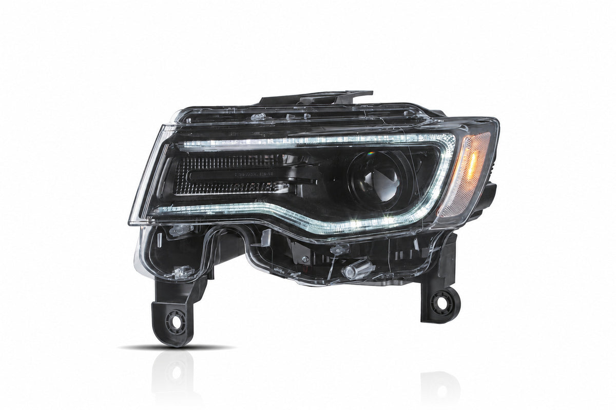 2014–2022 Jeep Grand Cherokee WK2 LED Headlights with Sequential Turns & Startup Animation — Pair