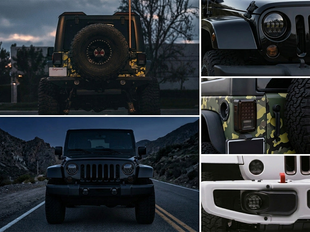 Jeep 7" Headlights, 4" Fog Lamps, Front Turn Signals, Fender Turn Signals & Taillights