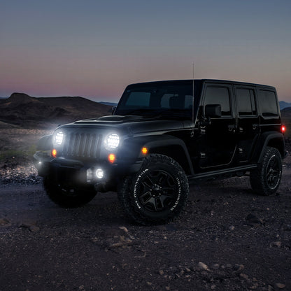 Jeep 7" Headlights, 4" Fog Lamps, Front Turn Signals, Fender Turn Signals & Taillights