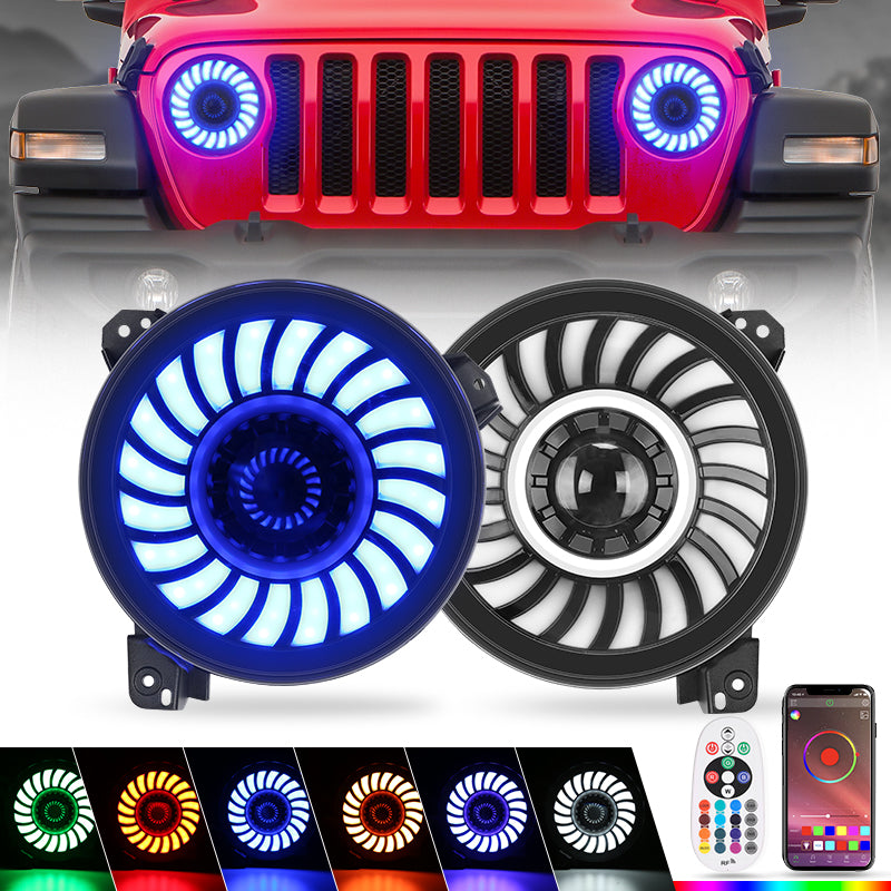 Sharingan RGB Halo Headlights with a Jeep Wrangler JL