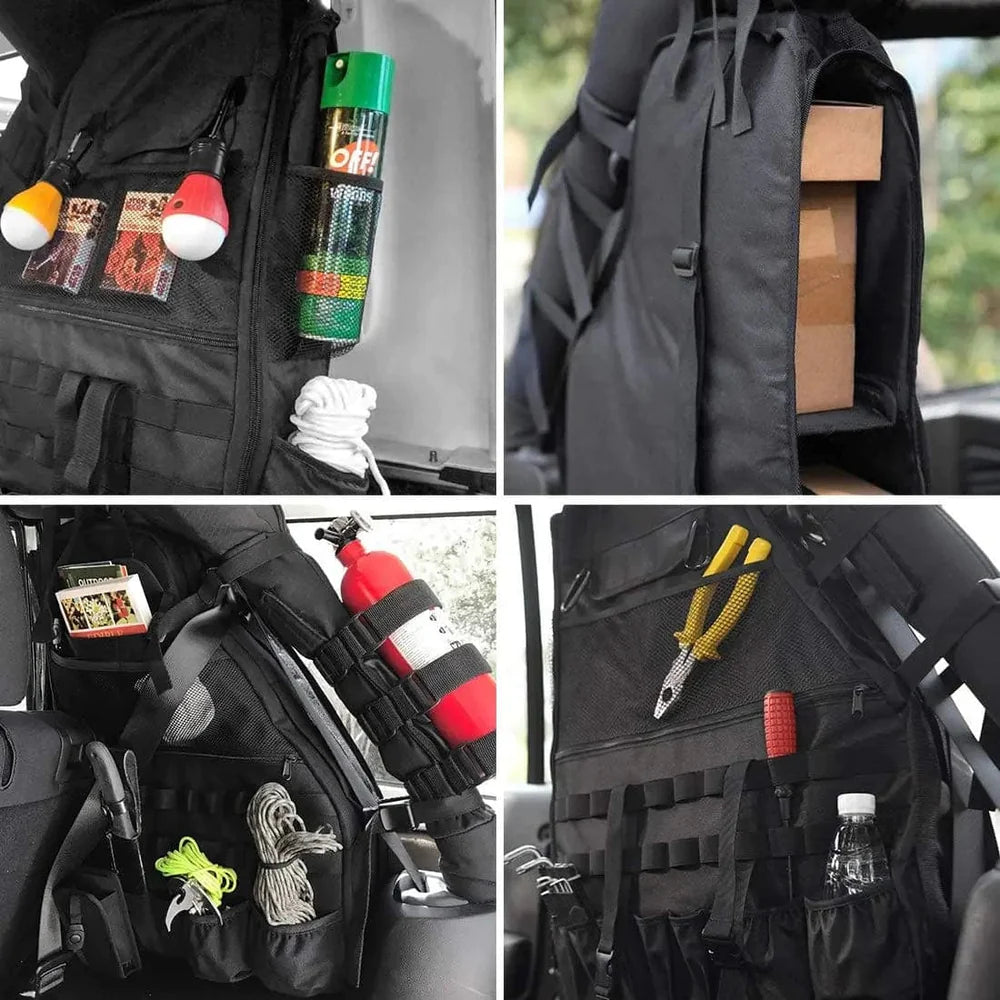 Suparee Rear Roll Bar Jeep Storage Bags with with Multi-Pockets & Organizers for 1997-2024 Jeep Wrangler JK JL TJ LJ