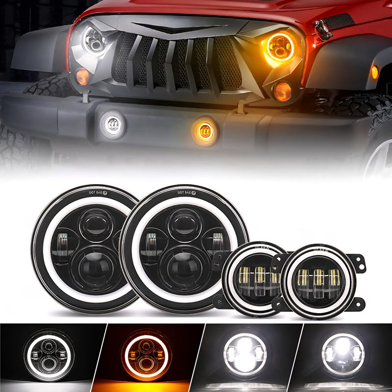 JK LED Halo Headlights and Fog Lights