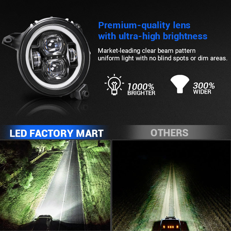 Jeep JL LED Headlights with halo lighting function