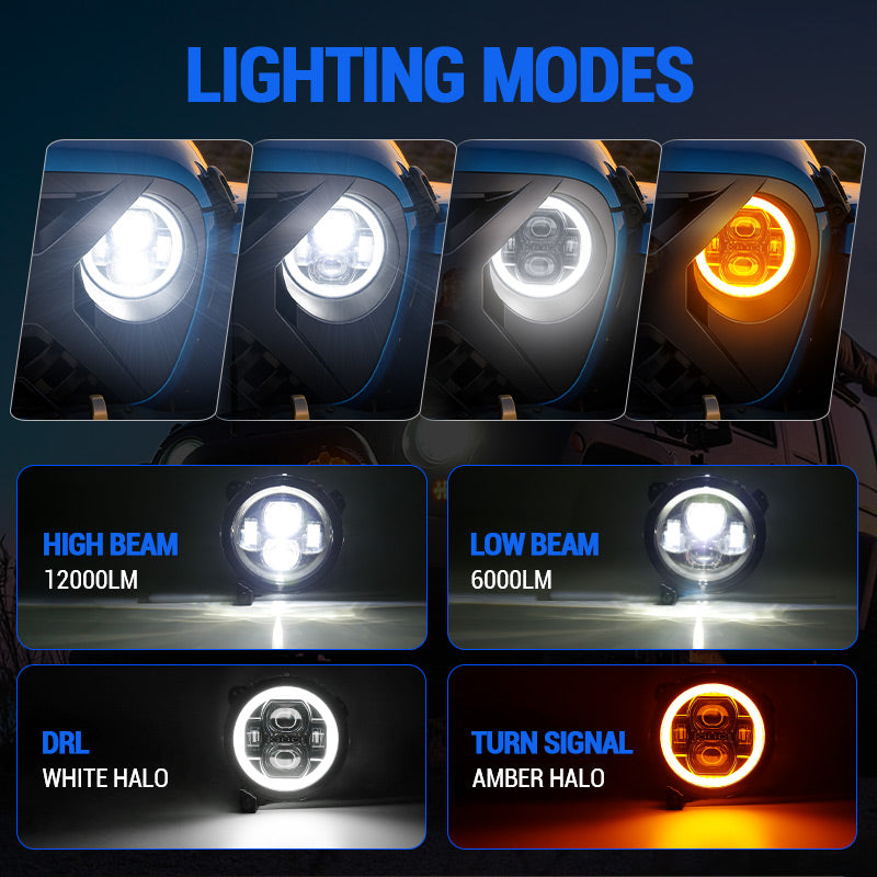 Jeep JL LED Headlights with halo lighting function