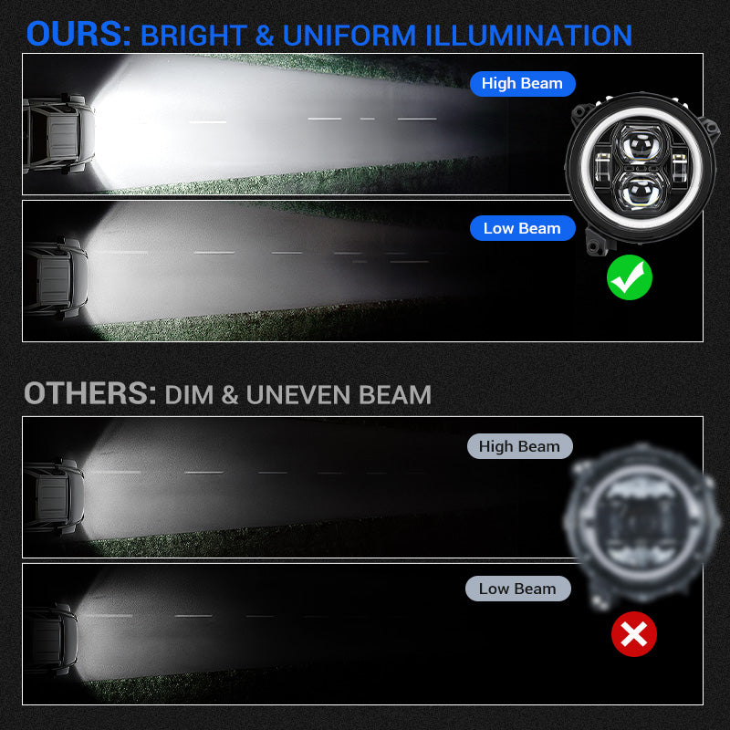 Jeep JL LED Headlights with halo lighting function