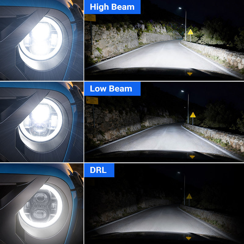 Jeep JL LED Headlights with halo lighting function