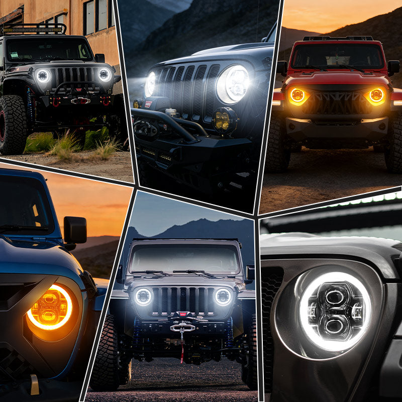 Jeep JL LED Headlights with halo lighting function