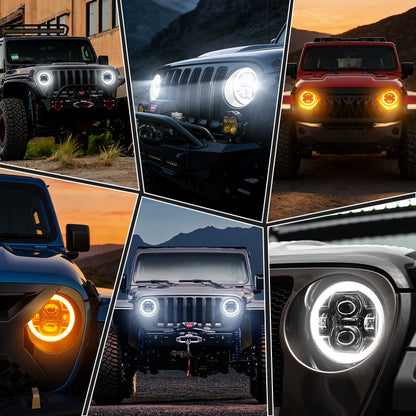 Jeep JL LED Headlights with halo lighting function