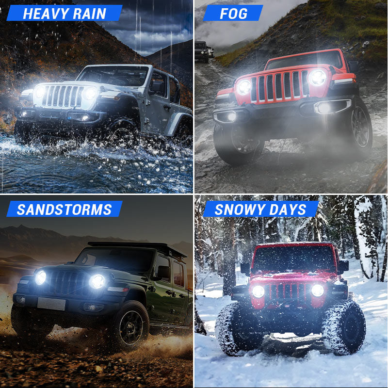 Jeep JL LED Headlights with halo lighting function