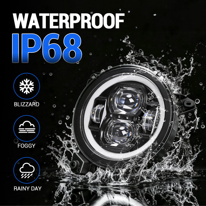 Jeep JL LED Headlights with halo lighting function