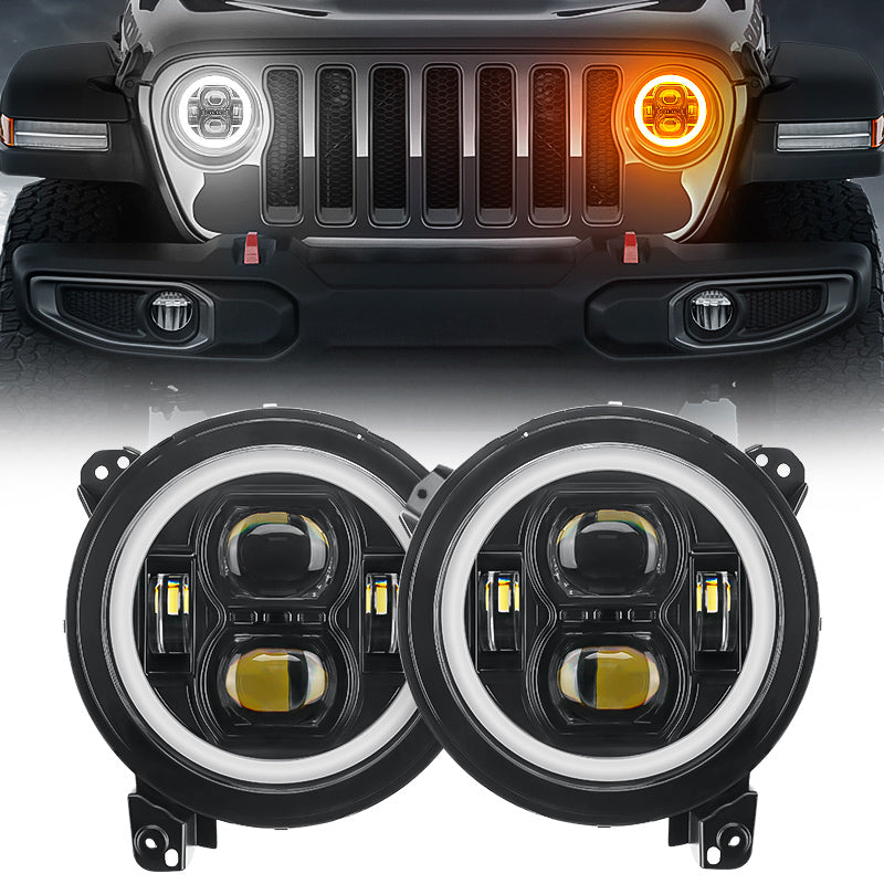 jeep wrangler halo headlights in a JL