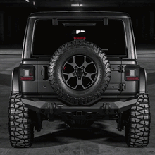 Animated rear view of a Jeep Wrangler JL startup welcome sequence with both LED tail lights.