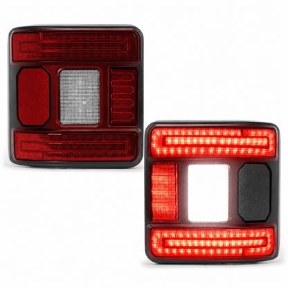 Clear Red Lens CR072 flush-mount tail-light pair for 2018–2026 Jeep Wrangler JL models.
