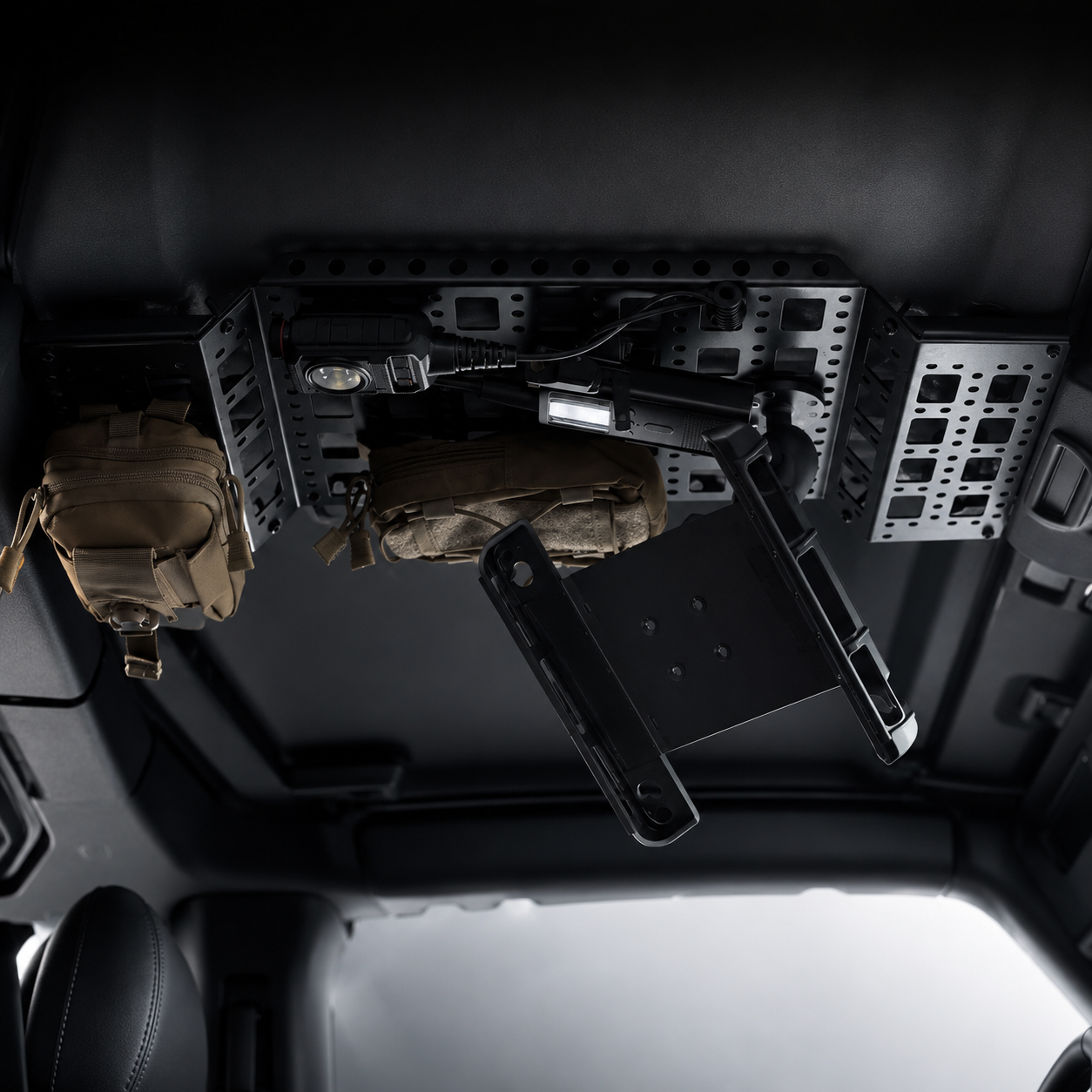 Tactical overhead molle panel storage rack for 2018+ Jeep Wrangler JL and Gladiator JT
