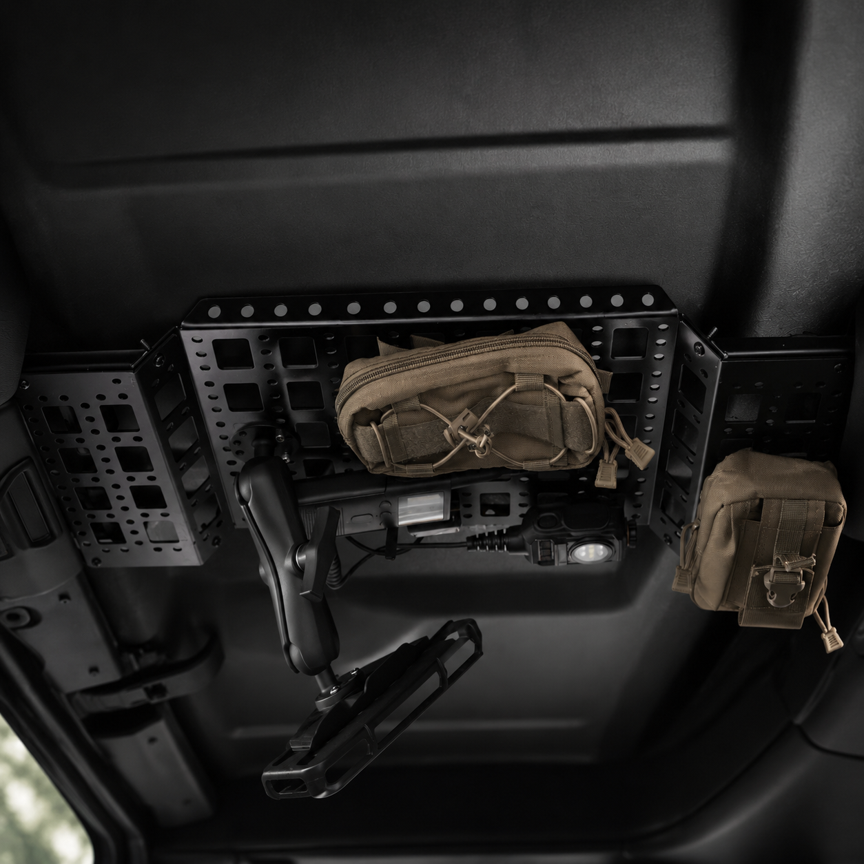 Tactical overhead molle panel storage rack for 2018+ Jeep Wrangler JL and Gladiator JT