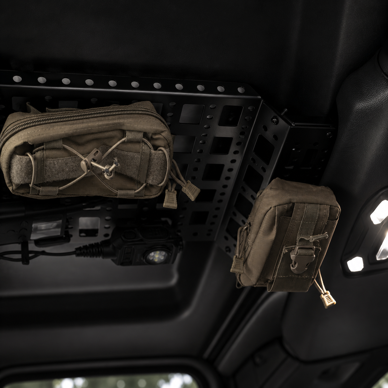 Tactical overhead molle panel storage rack for 2018+ Jeep Wrangler JL and Gladiator JT