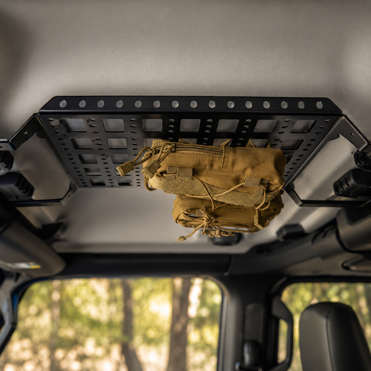 Tactical overhead molle panel storage rack for 2018+ Jeep Wrangler JL and Gladiator JT