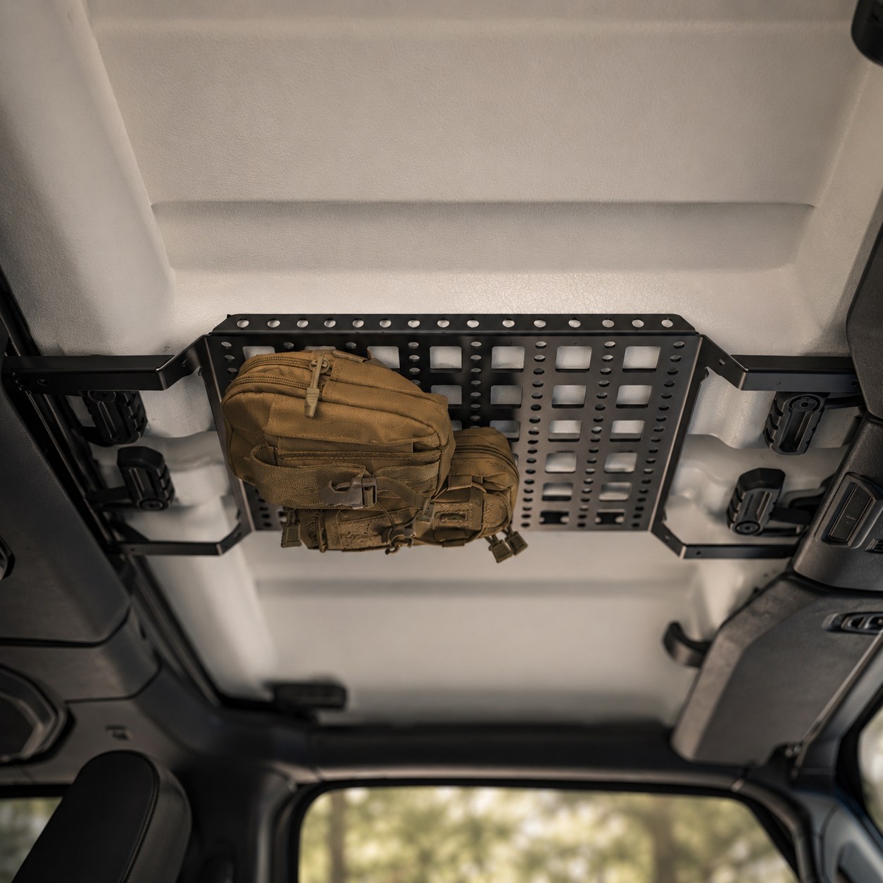 Tactical overhead molle panel storage rack for 2018+ Jeep Wrangler JL and Gladiator JT