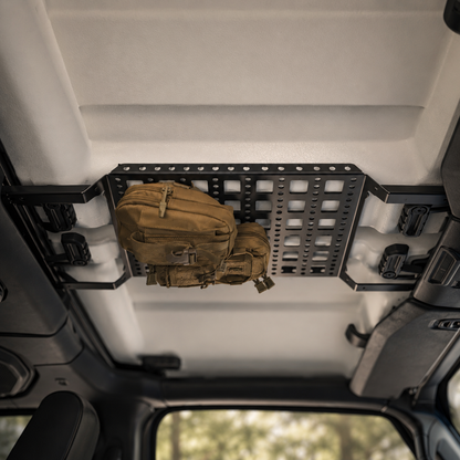 Tactical overhead molle panel storage rack for 2018+ Jeep Wrangler JL and Gladiator JT