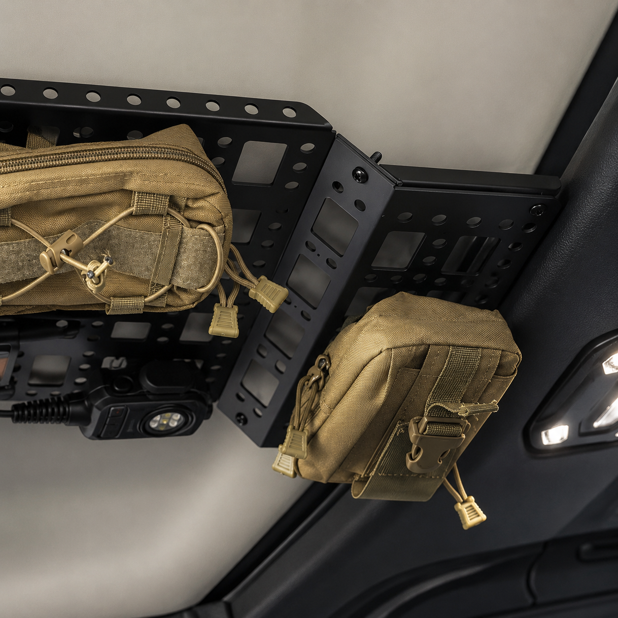 Tactical overhead molle panel storage rack for 2018+ Jeep Wrangler JL and Gladiator JT
