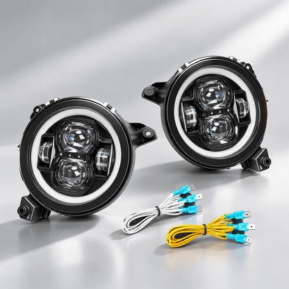 JL Mega Bundle - 9 Inch LED Halo Headlights with Turn Signals, Fogs, Tail Lights, Brake Lights For Jeep Wrangler JL