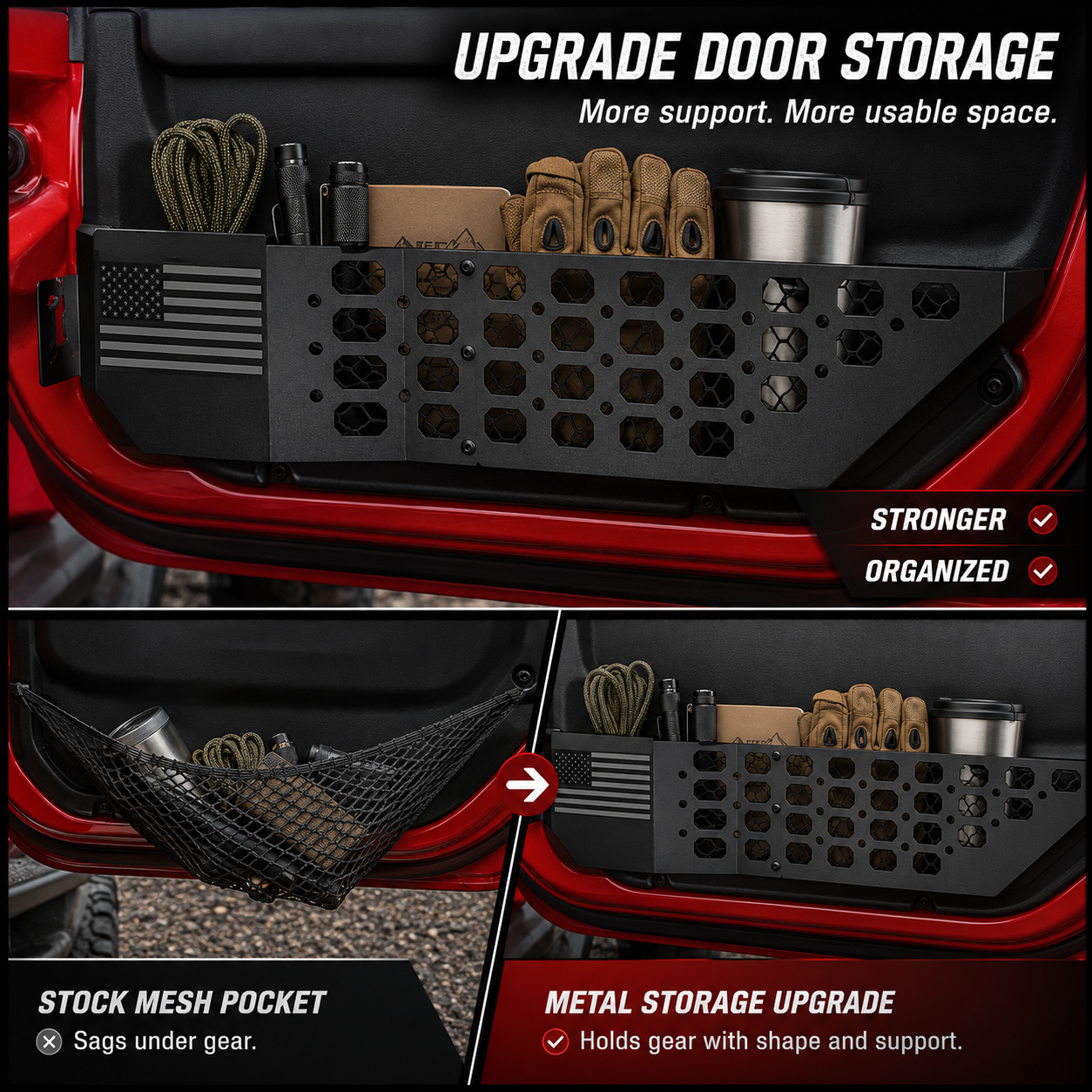 UPGRADE DOOR STORAGE
More support. More usable space.