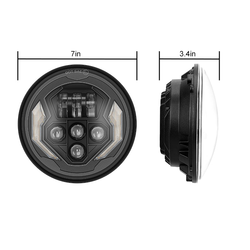 7'' LED Headlights with DRL & Turn Signals for 1997-Later Jeep Wrangler | Lightning Style