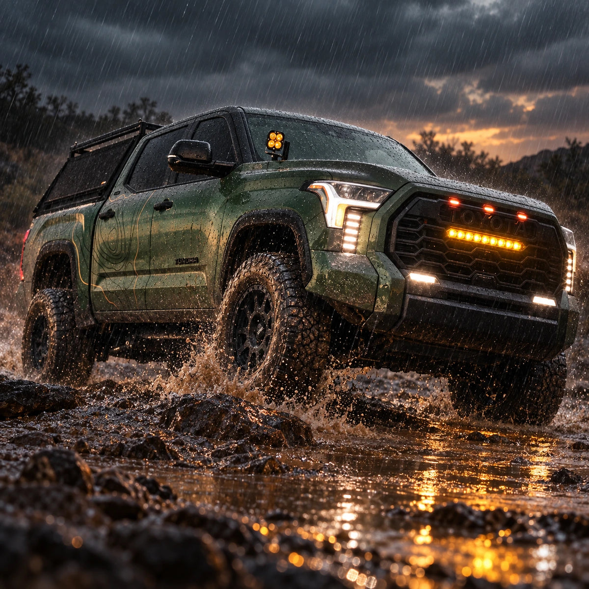 TRD Pro Grille Light Bar & Front Raptor Lights for 2022-2026 Toyota Tundra