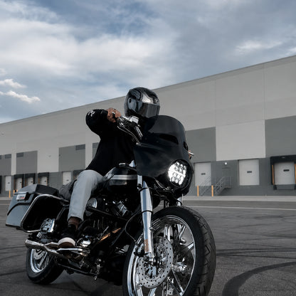 7-inch LED Black Powerful Harley Motorcycle Honeycomb Headlight | E-mark DOT