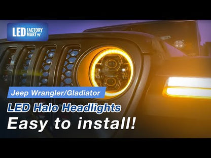 9" Jeep JL JT LED Halo Headlights with Turn Signals for 2018-2025 Wrangler & Gladiator