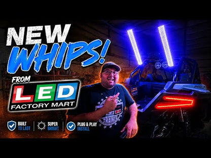 2PC RGB LED Fat Whip Lights with Turn Signals for UTV ATV | App & Remote Controlled