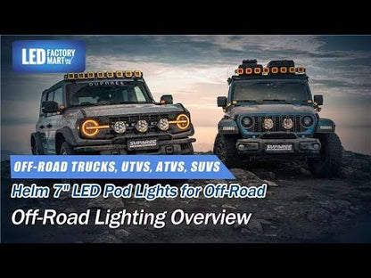 Helm 7" LED Pod Lights for Off-Road – 217° Ultra-Wide Beam 2030ft Range