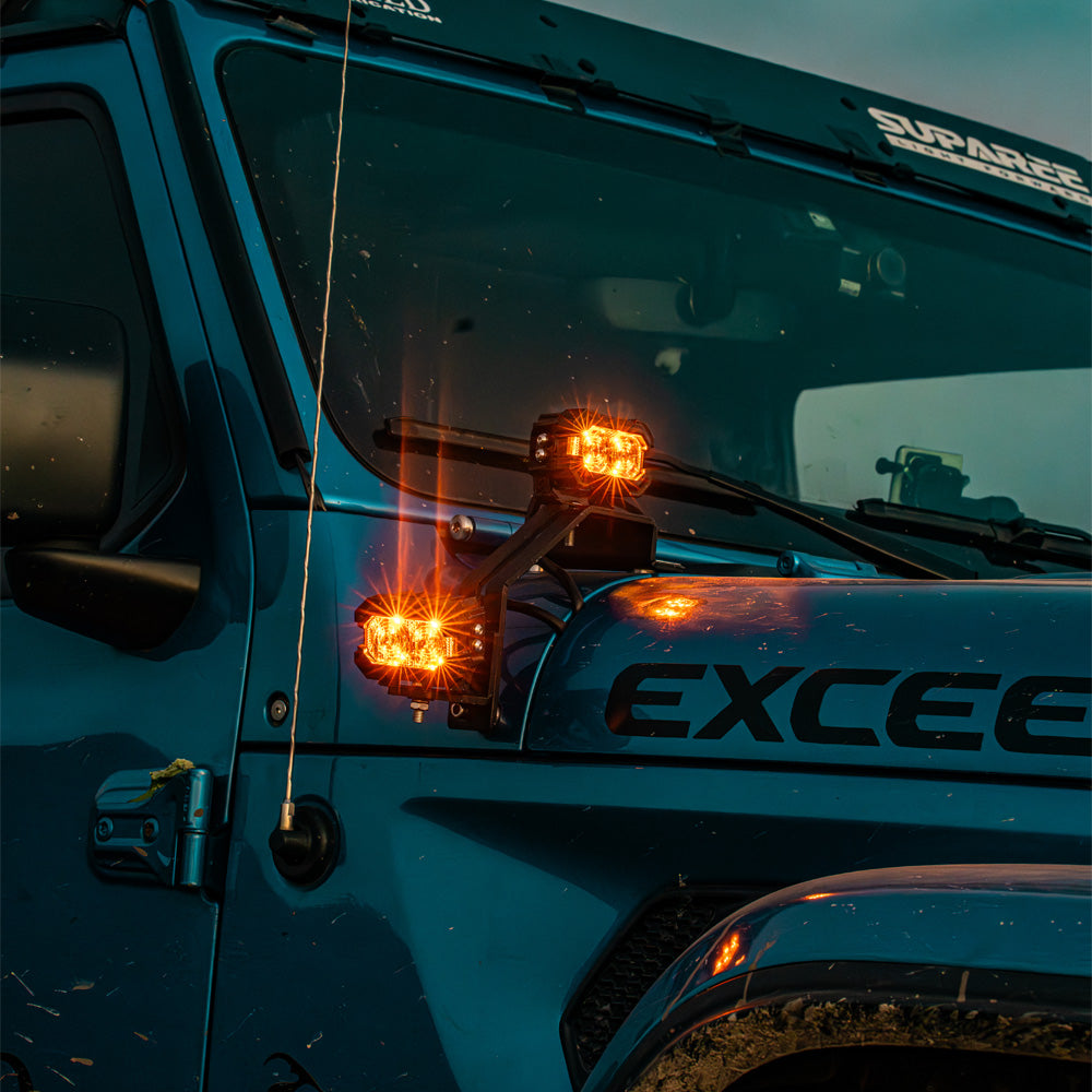 Suparee Recon 2 3" LED Pods with Amber DRL Spot and Wide Beam