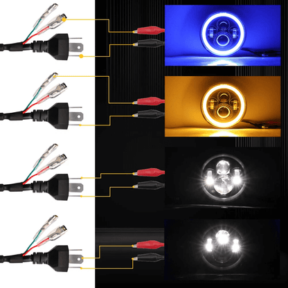 LED RGB Color Changing Halo Headlight with Amber Turn Signal + Fog Light Kit Combo For 2007-2018 Jeep Wrangler JK