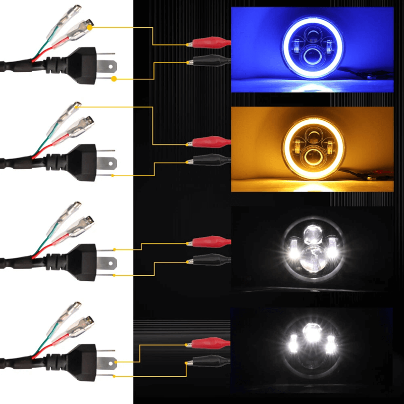 LED RGB Color Changing Halo Headlight with Amber Turn Signal + Fog Light Kit Combo For 2007-2018 Jeep Wrangler JK