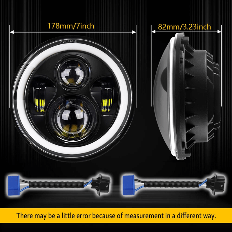 LED RGB Color Changing Halo Headlight with Amber Turn Signal + Fog Light Kit Combo For 2007-2018 Jeep Wrangler JK