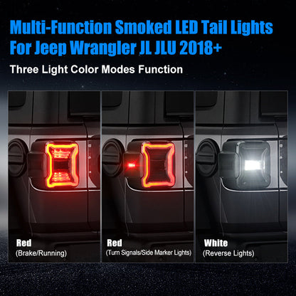 Smoked LED Jeep JL Tail Lights with 3rd Brake Light