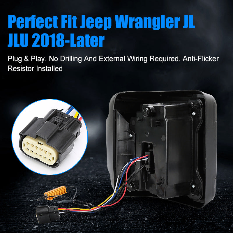Smoked LED Jeep JL Tail Lights with 3rd Brake Light