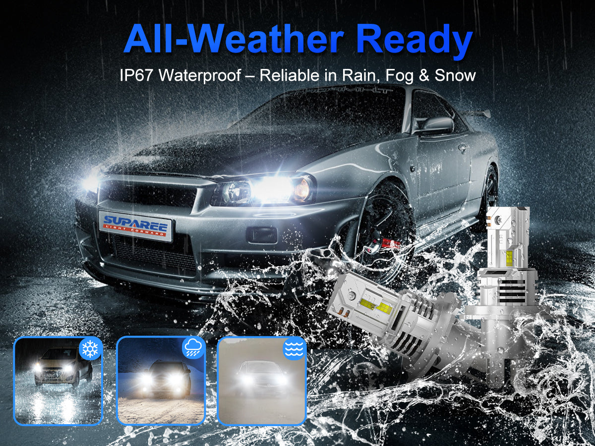 Don’t let rain or fog slow you down. These bulbs are IP67 certified to handle harsh weather, helping you see and be seen even on the worst commutes.