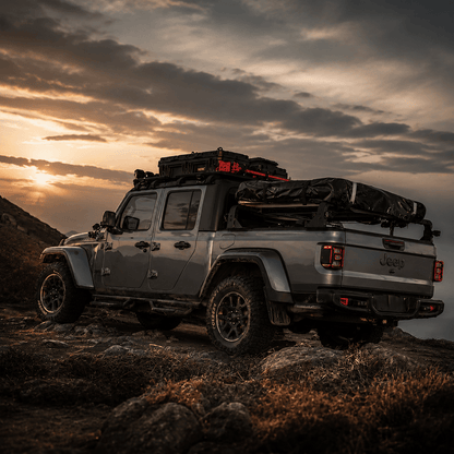 SR2 Jeep Gladiator bed rack paired with a BAK X4s tonneau cover
