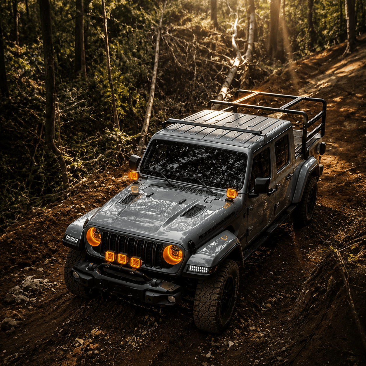 Adjustable SR2 bed rack system designed for the Jeep Gladiator JT
