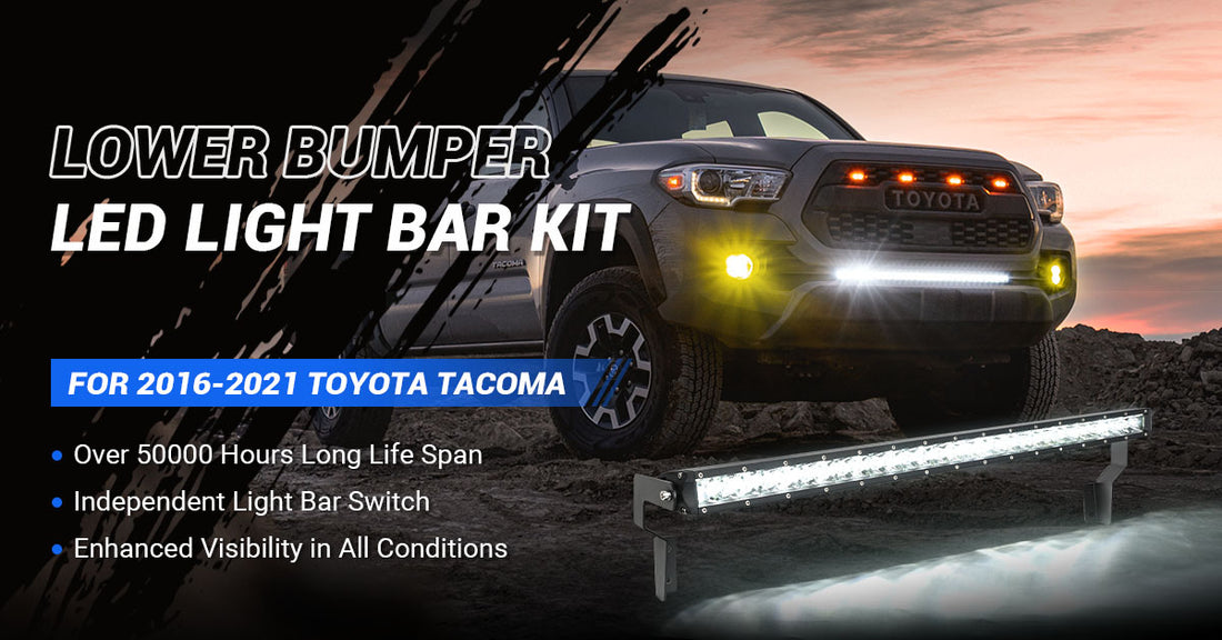 32 inch hidden LED light bar for 2016-2023 Toyota Tacoma, stealth behind-grille design with powerful off-road lighting performance